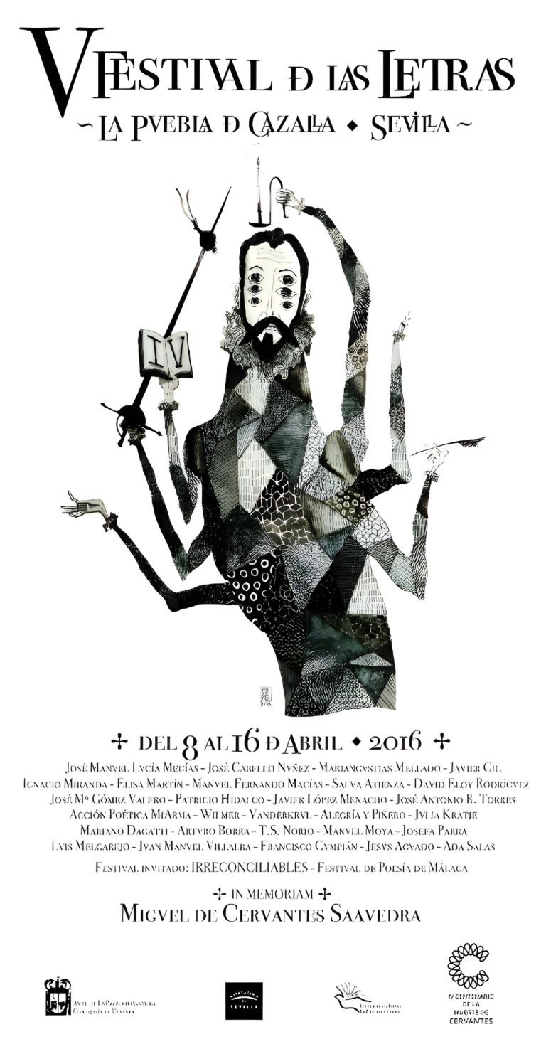 Cartel del V Festival de las Letras en La Puebla de Cazalla, Sevilla. Programación cultural destacada.